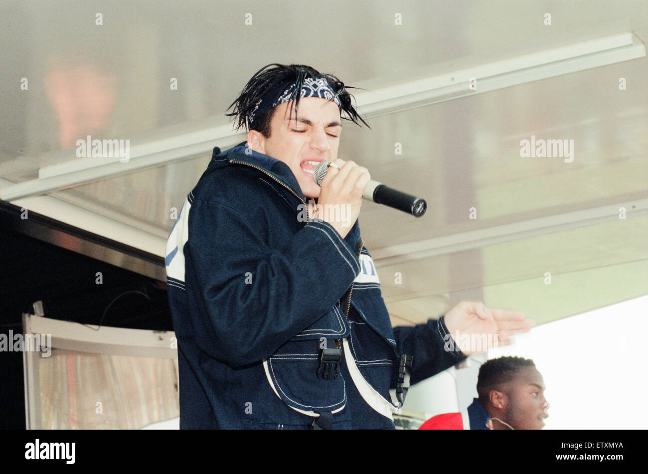 Peter Andre, performs at Fun Day, Stewart Park, Marton, Middlesbrough, England, 20th August 1995. Stock Photo
