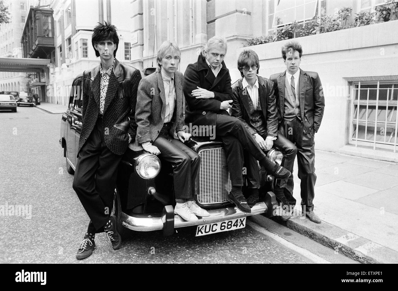 American group 'The Cars'. Consisting of Rick Ocasek, Elliot Easton,  Greg Harkes, David Robinson and Ben Orr. 16th October 1984. Stock Photo