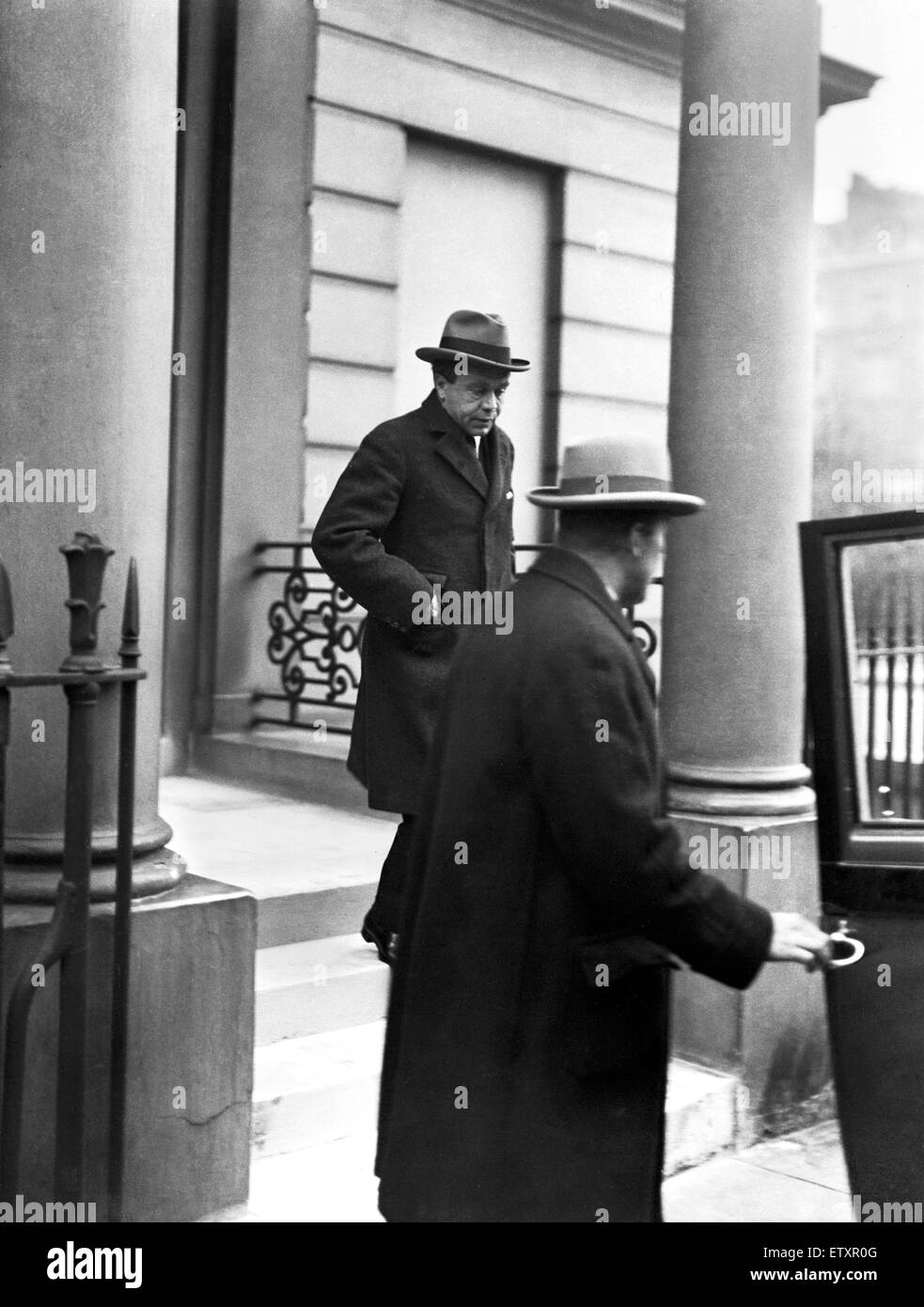 Lord Beaverbrook, leaving his residence. 31st October 1923 Stock Photo ...