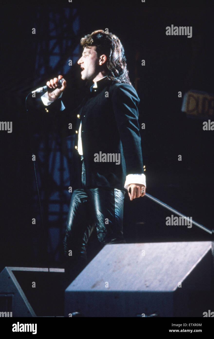 Bono, lead singer of Irish Rock group U2, pictured during the band;'s