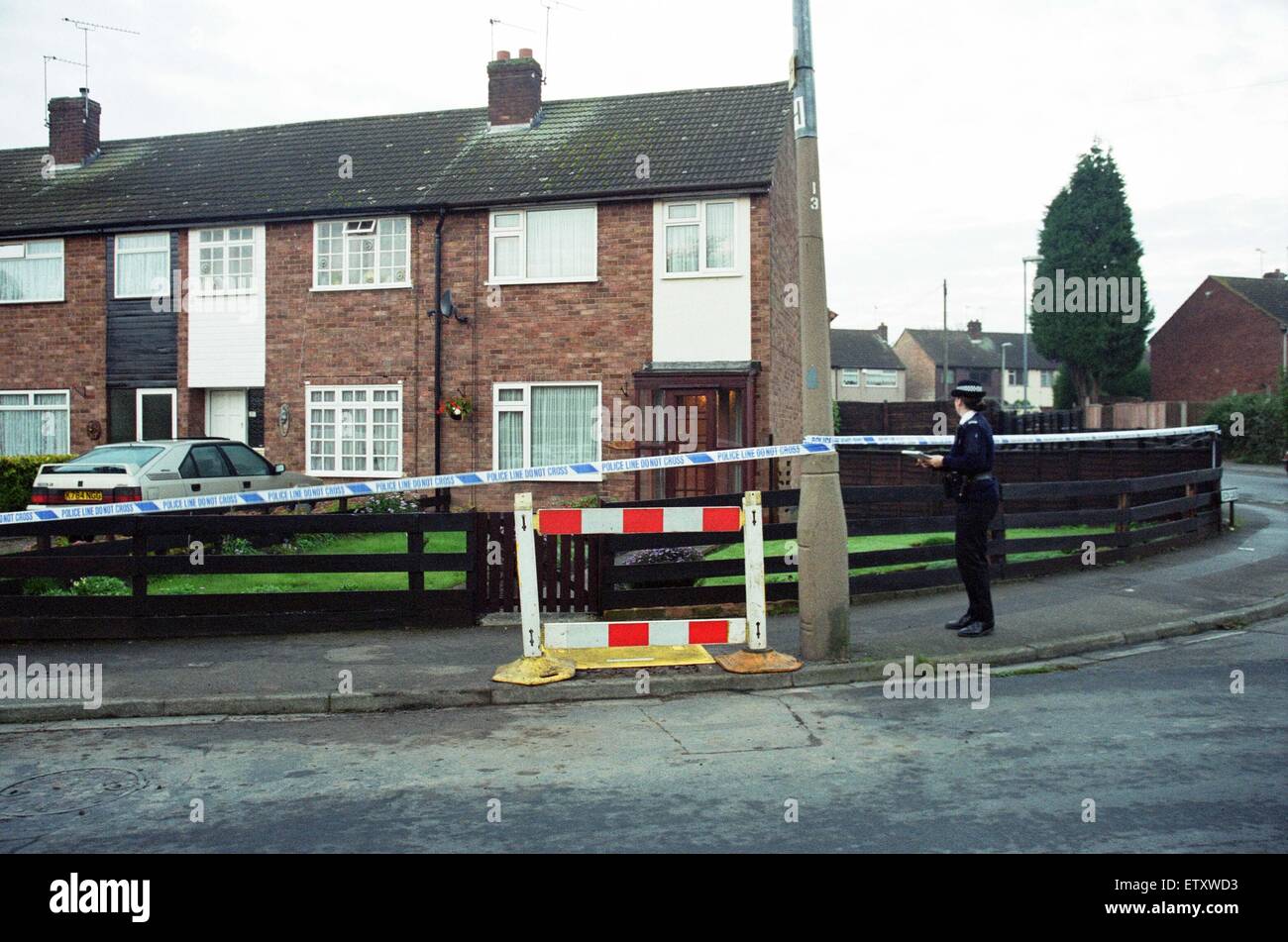 The scene at Yewdale Crescent, Potters Green, Coventry. Three people