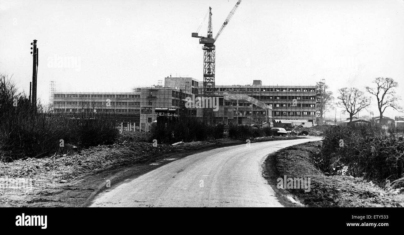 The changing face of the countryside near Gibbet Hill as new buildings for the University of Warwick rise from the fields. 15th February 1966. Stock Photo