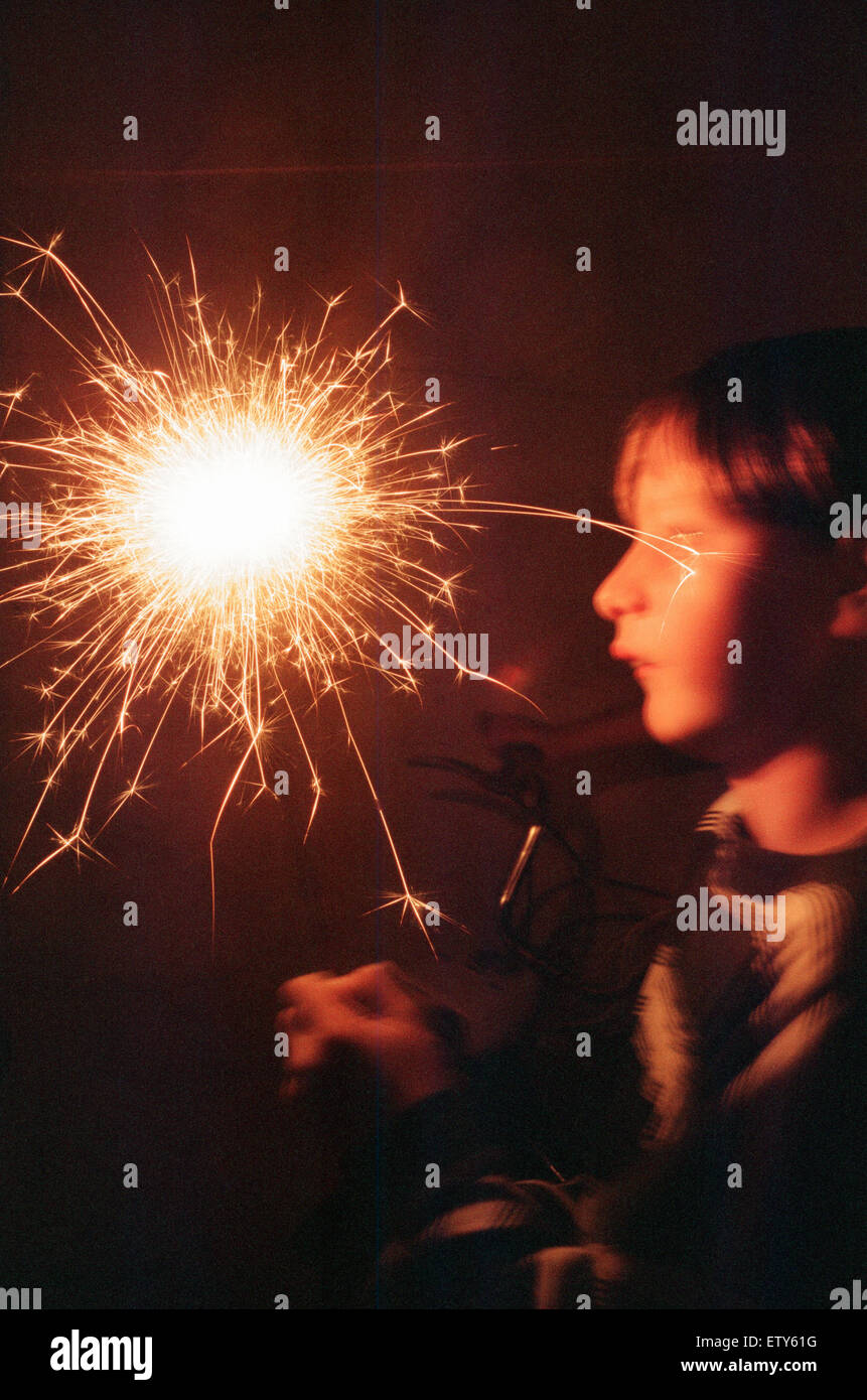 Teenage boy with Fireworks, 28th October 1994 Stock Photo Alamy