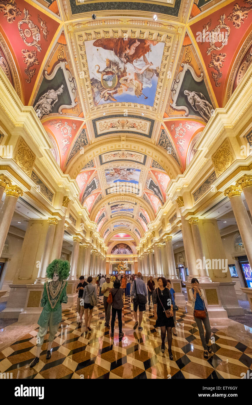 Ornate interior of  The Venetian Macao casino and hotel in Macau China Stock Photo