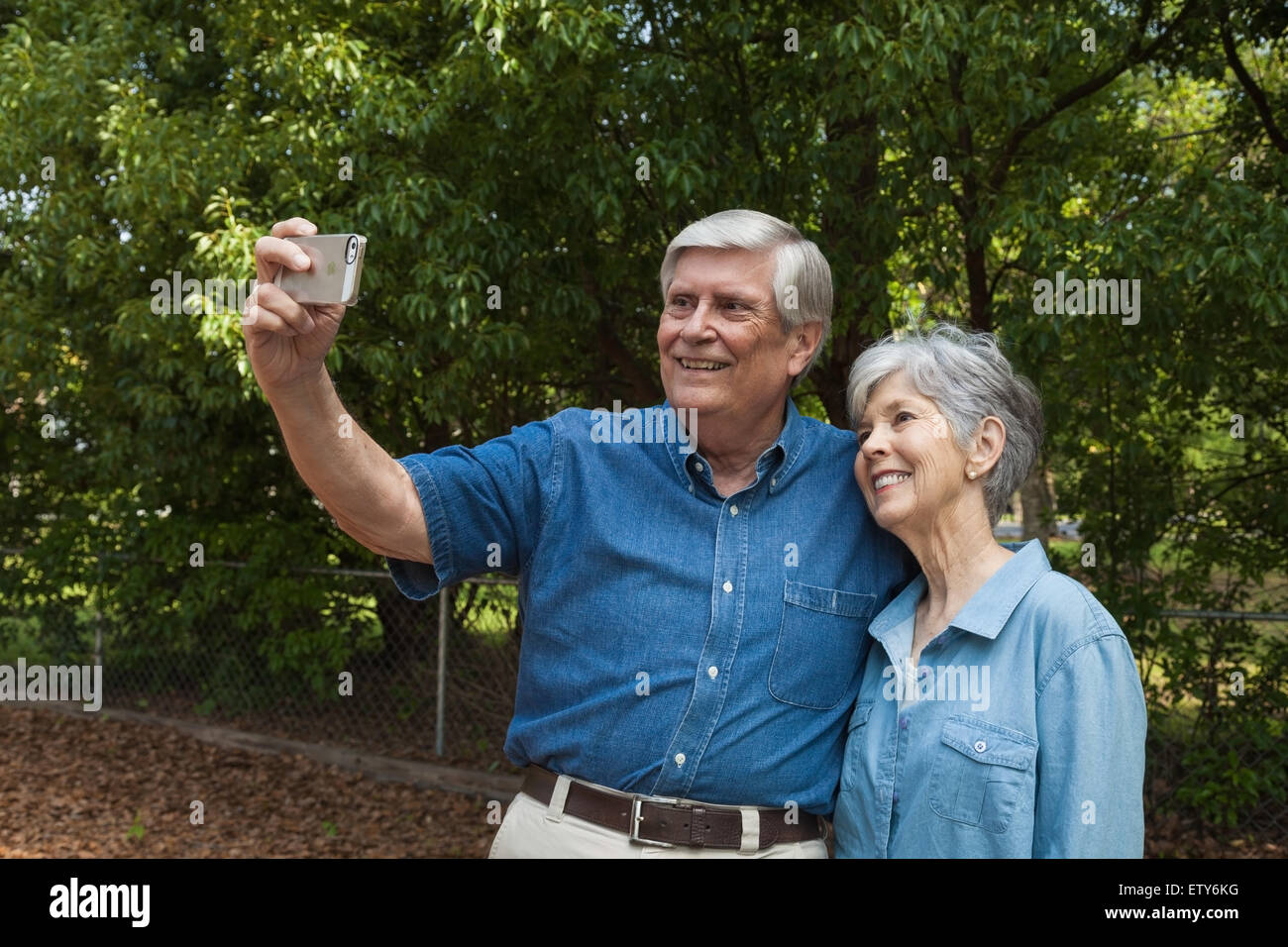 Senior Couple taking a "Selfie" with Smartphone Stock Photo - Alamy