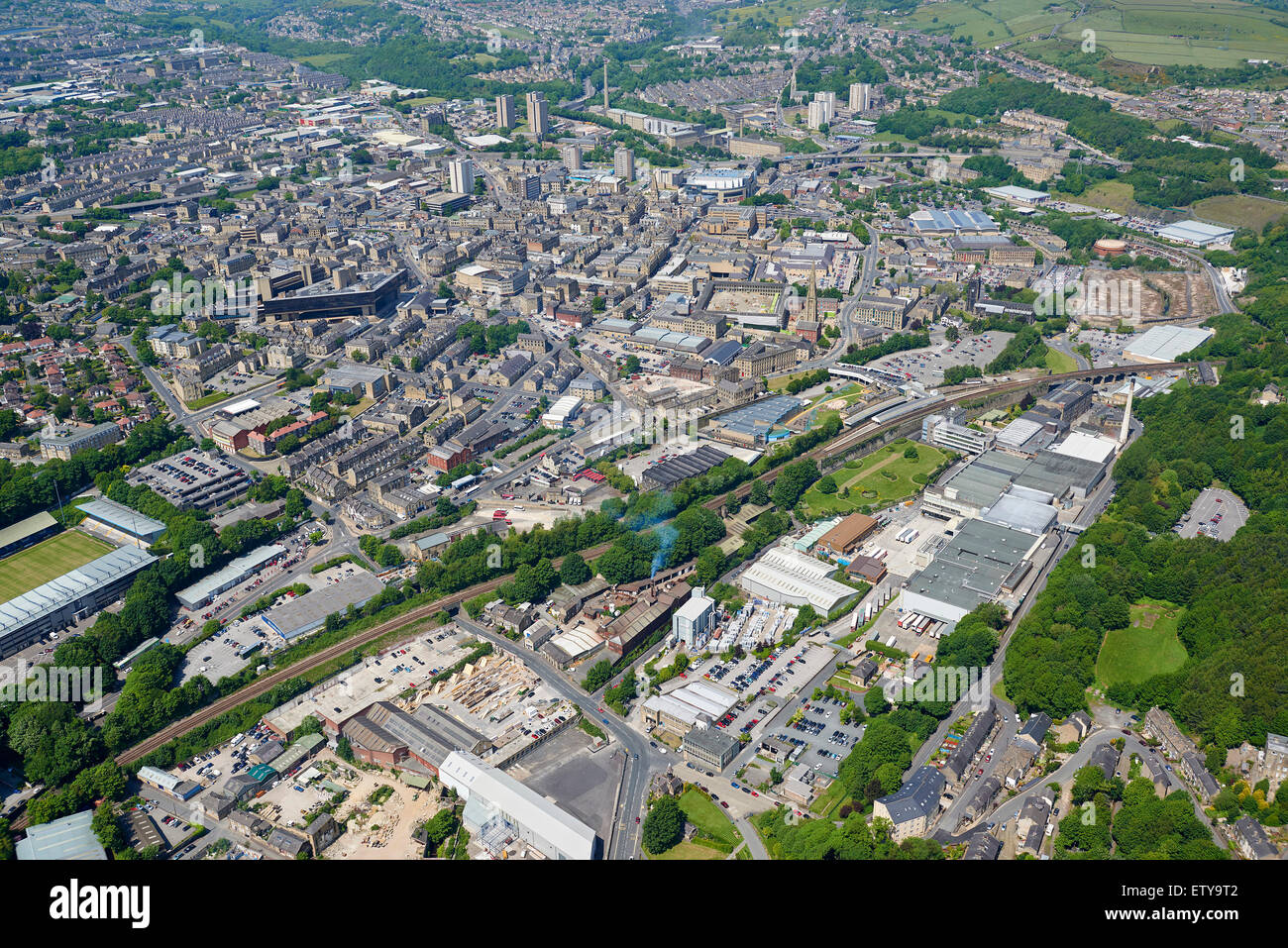 Halifax, West Yorkshire, from the air, Northern England UK Stock Photo