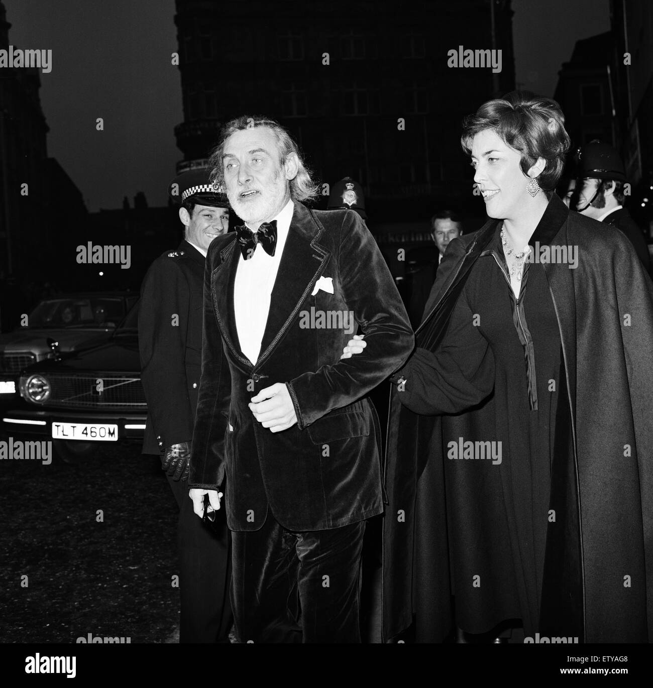 The Royal Film Performance of 'The Three musketeers' at the Odeon Leicester Square, London. Spike Milligan with his wife Paddy Milligan. 25th March 1974. Stock Photo