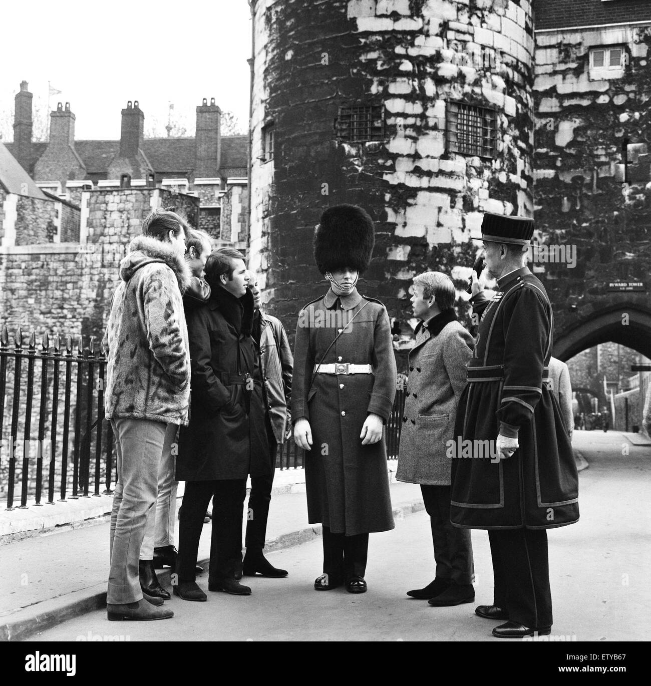 The Beach Boys visit the Tower of London. 7th November 1964. Stock Photo