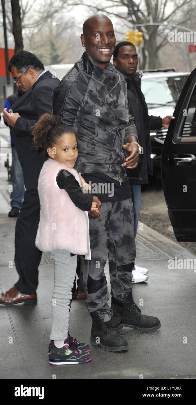 Tyrese Gibson leaving ABC's 'The View' in New York City with daughter