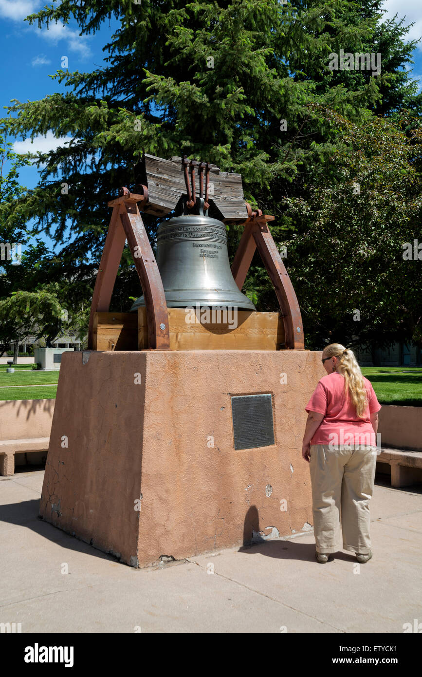 Liberty Bell replica near  Wyoming state capitol, Cheyenne, USA, North America Stock Photo