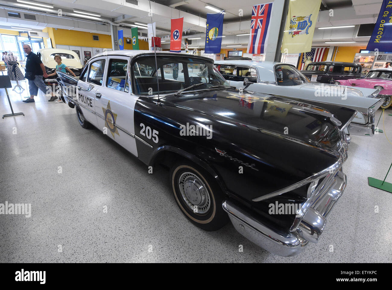 Ostrava, Czech Republic. 16th June, 2015. Exhibition called American Classic Cars from 1930 to 1980 launched today in Ostrava, Czech Republic, June 16, 2015. In the picture is seen police car Dodge Coronet from year 1959. © Jaroslav Ozana/CTK Photo/Alamy Live News Stock Photo