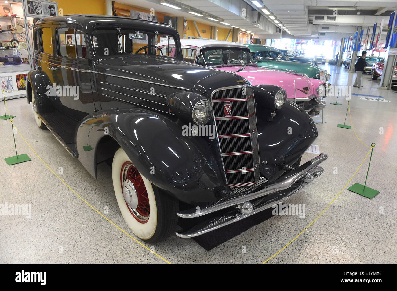 Ostrava, Czech Republic. 16th June, 2015. Exhibition called American Classic Cars from 1930 to 1980 launched today in Ostrava, Czech Republic, June 16, 2015. In the picture is seen Cadillac, 355 D, Fleetwood Bodies car from year 1934. © Jaroslav Ozana/CTK Photo/Alamy Live News Stock Photo