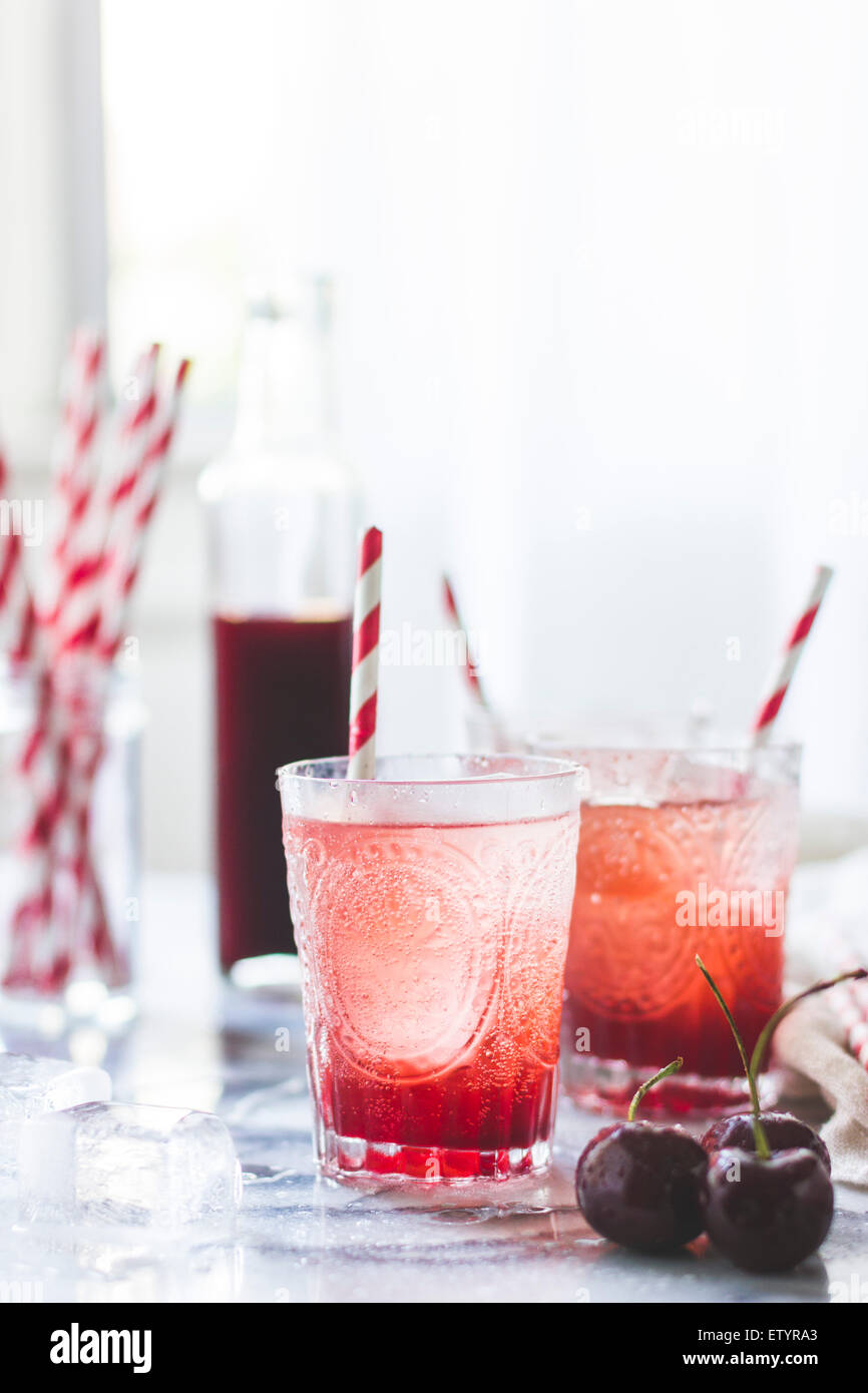 Cherry soda cocktail Stock Photo
