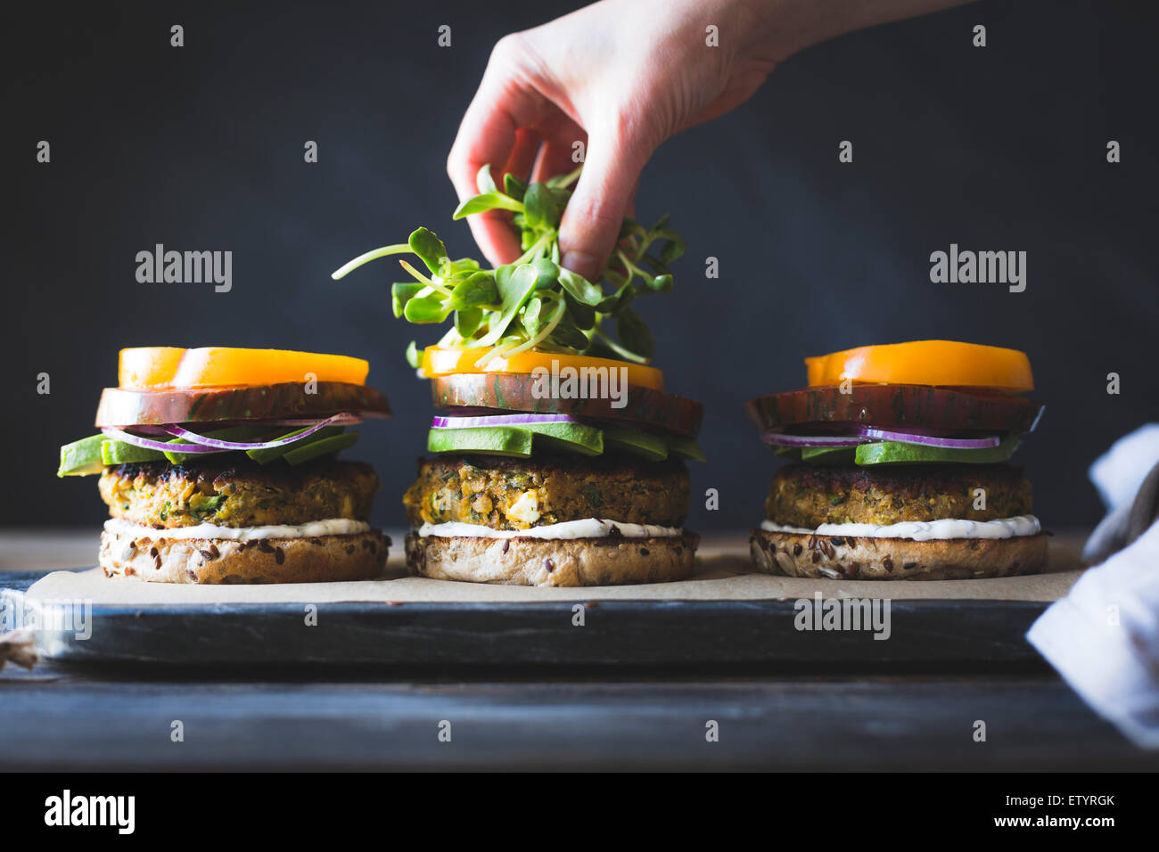 Spiced Zucchini, Feta and Chickpea Veggie Burgers with Minted Yogurt