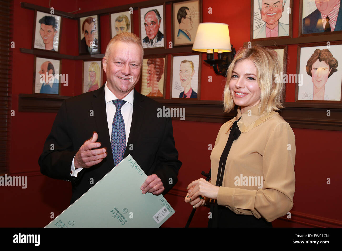 Sienna Miller's caricature portrait unveiling at Sardi's restaurant, a