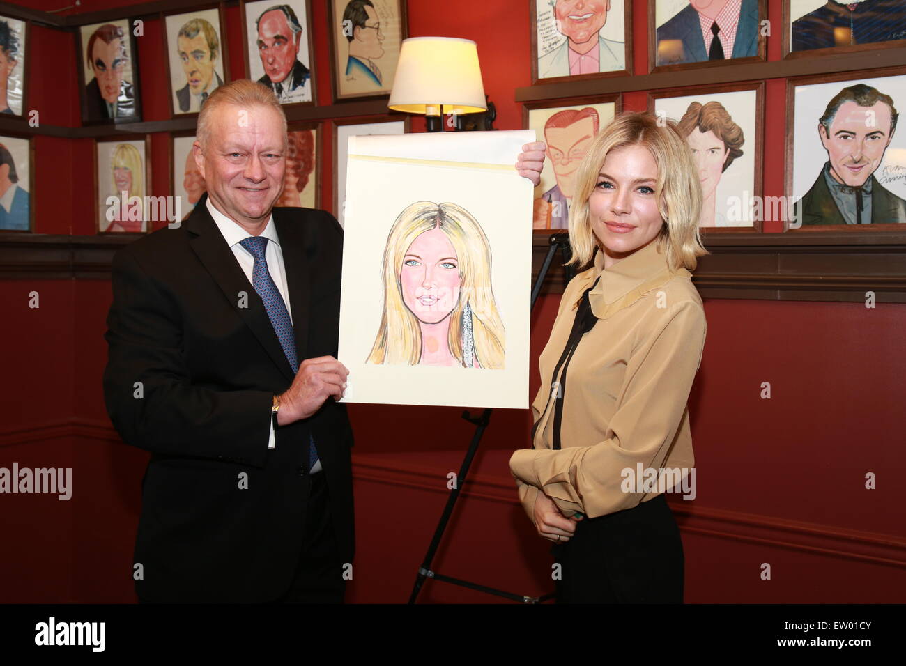Sienna Miller's caricature portrait unveiling at Sardi's restaurant, a