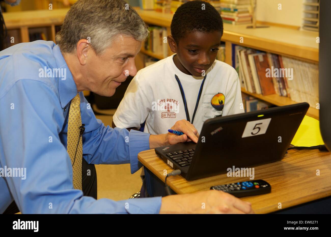 US Education Secretary Arne Duncan during a visit to Liberty Elementary