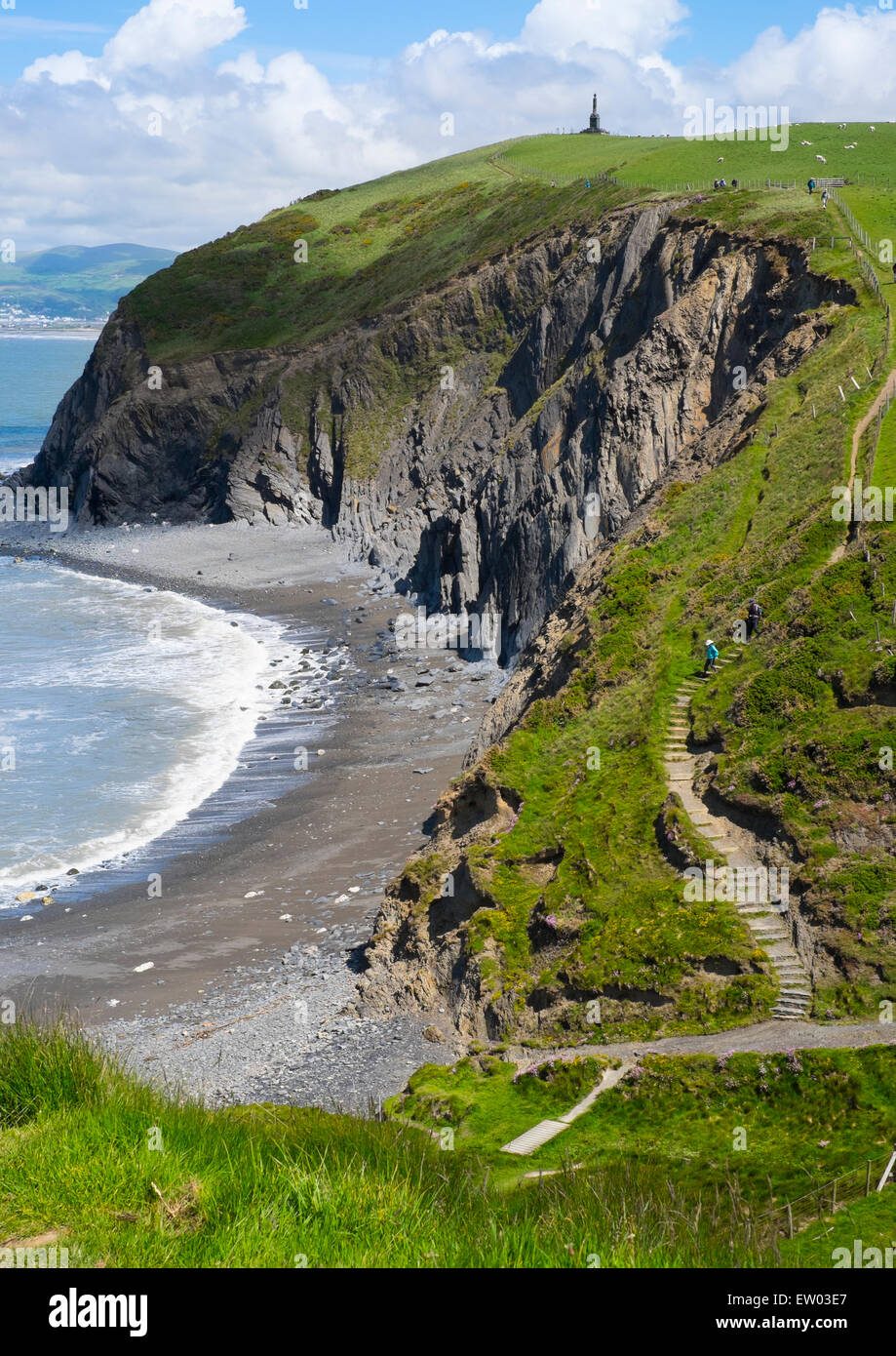 The Wales Coast Path at Borth, Ceredigion, Wales, UK. Stock Photo