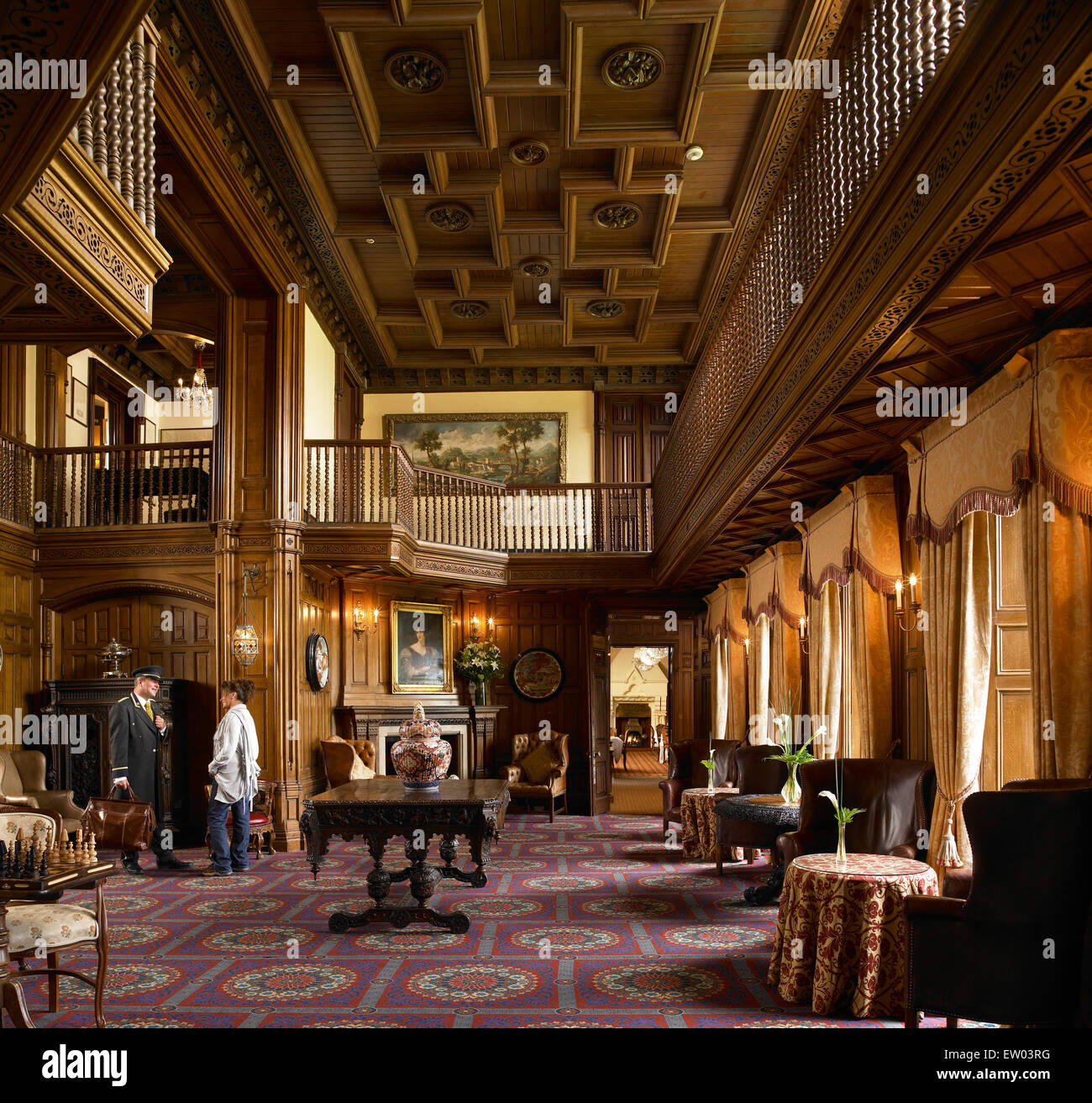 The Oak Hall at Ashford Castle located near to village of Cong in County Mayo. Stock Photo