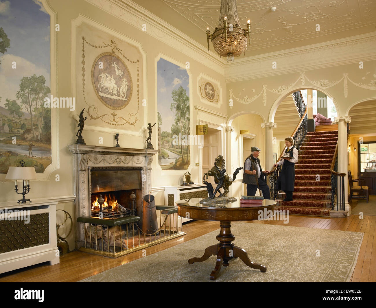 The foyer and staircase in Mount Juliet House at Mount Juliet Country Estate in County Kilkenny
