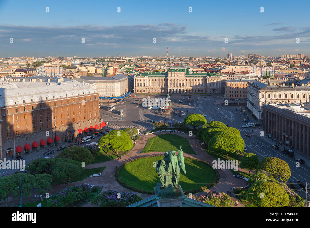 View of St. Isaac's Square and the area, Astoria from the colonnade of St. Isaac's Cathedral Stock Photo