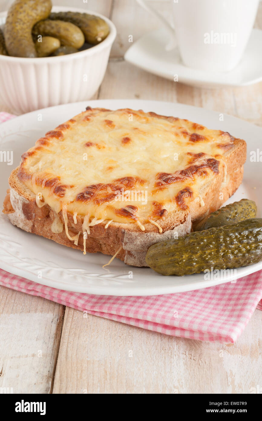 Croque Monsieur a traditional French toasted cheese and ham sandwich