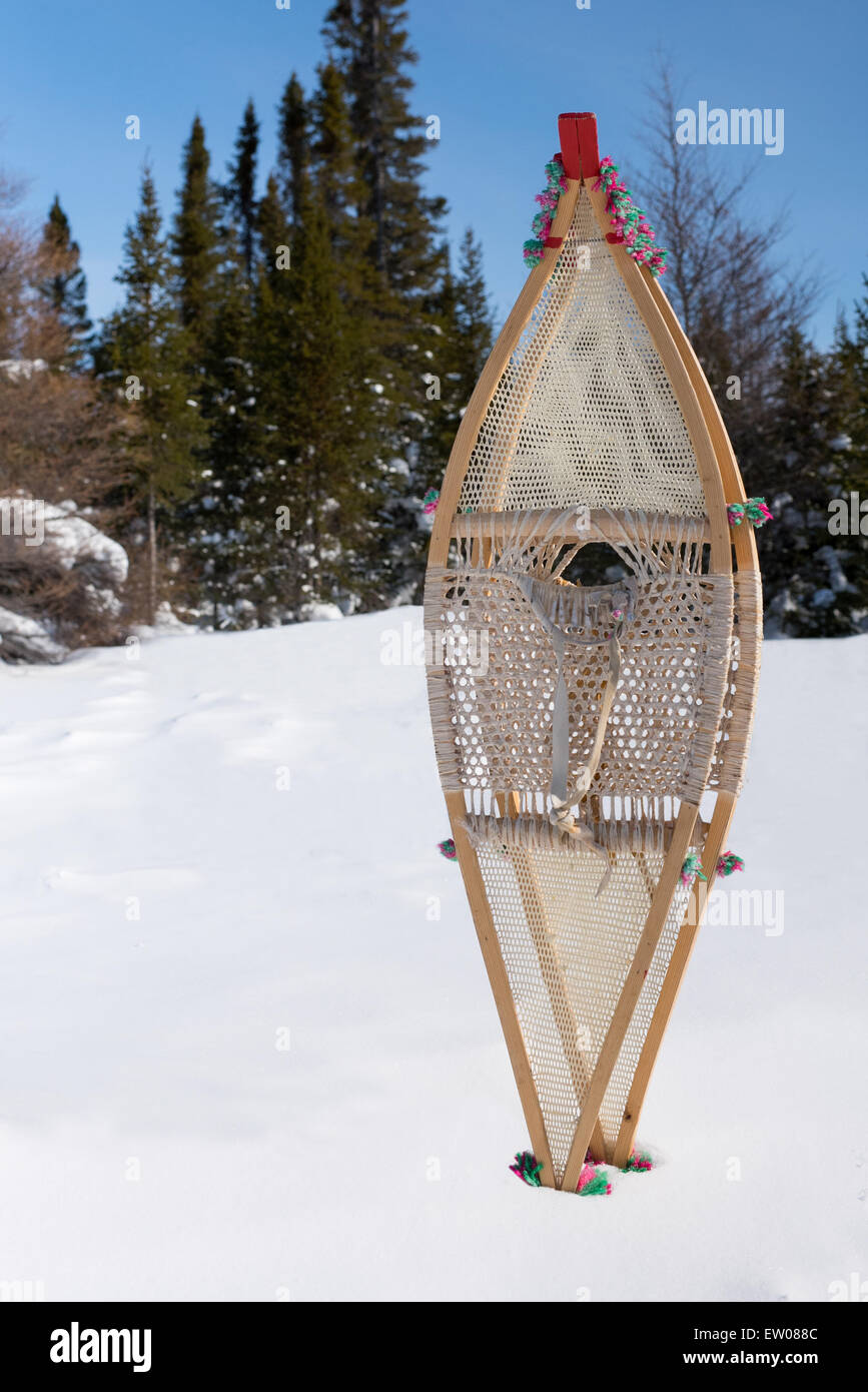 Traditional Cree Snowshoes Bay James Northern Quebec Canada Stock Photo