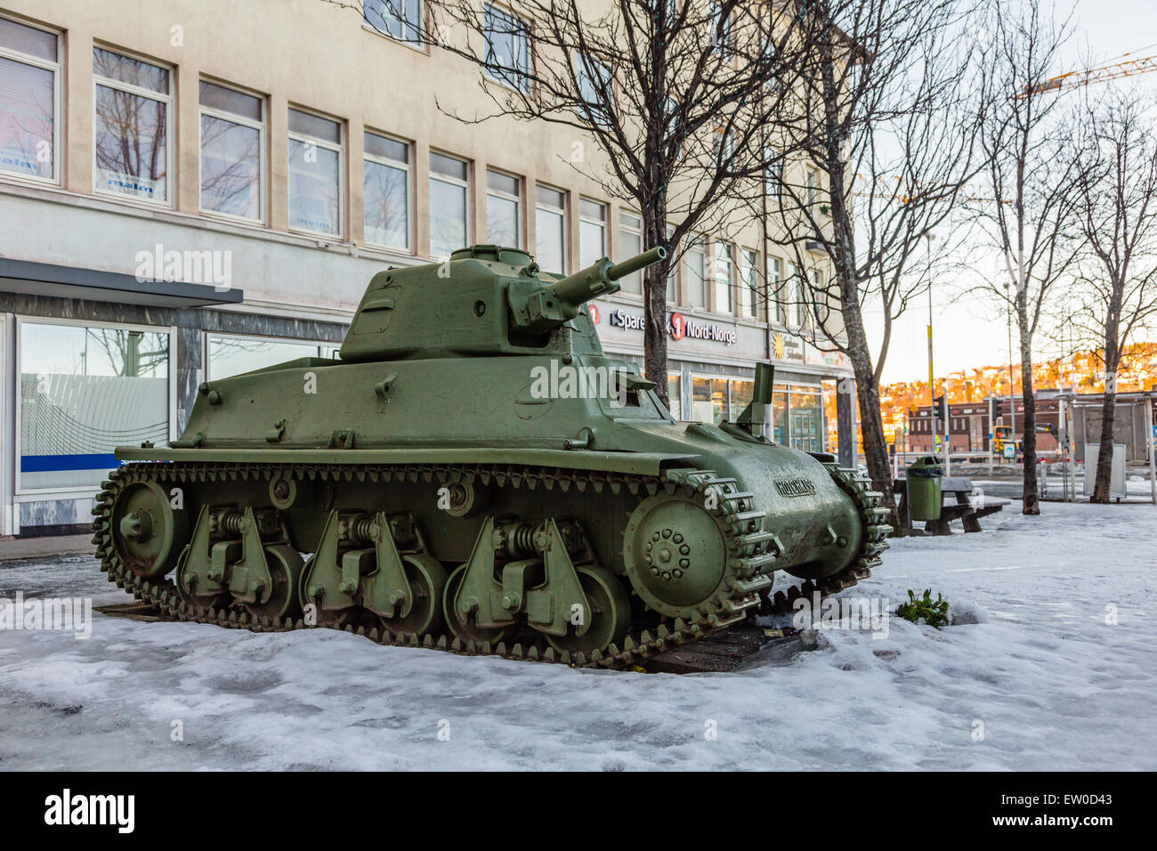 The Hotchkiss H35 tank outside the war museum in Narvik, Norway Stock Photo