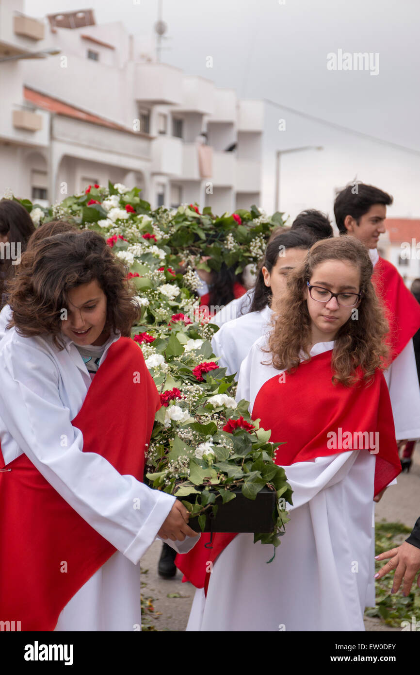 SAO BRAS DE ALPORTEL, PORTUGAL April, 2015 Traditional religious procession of the flower