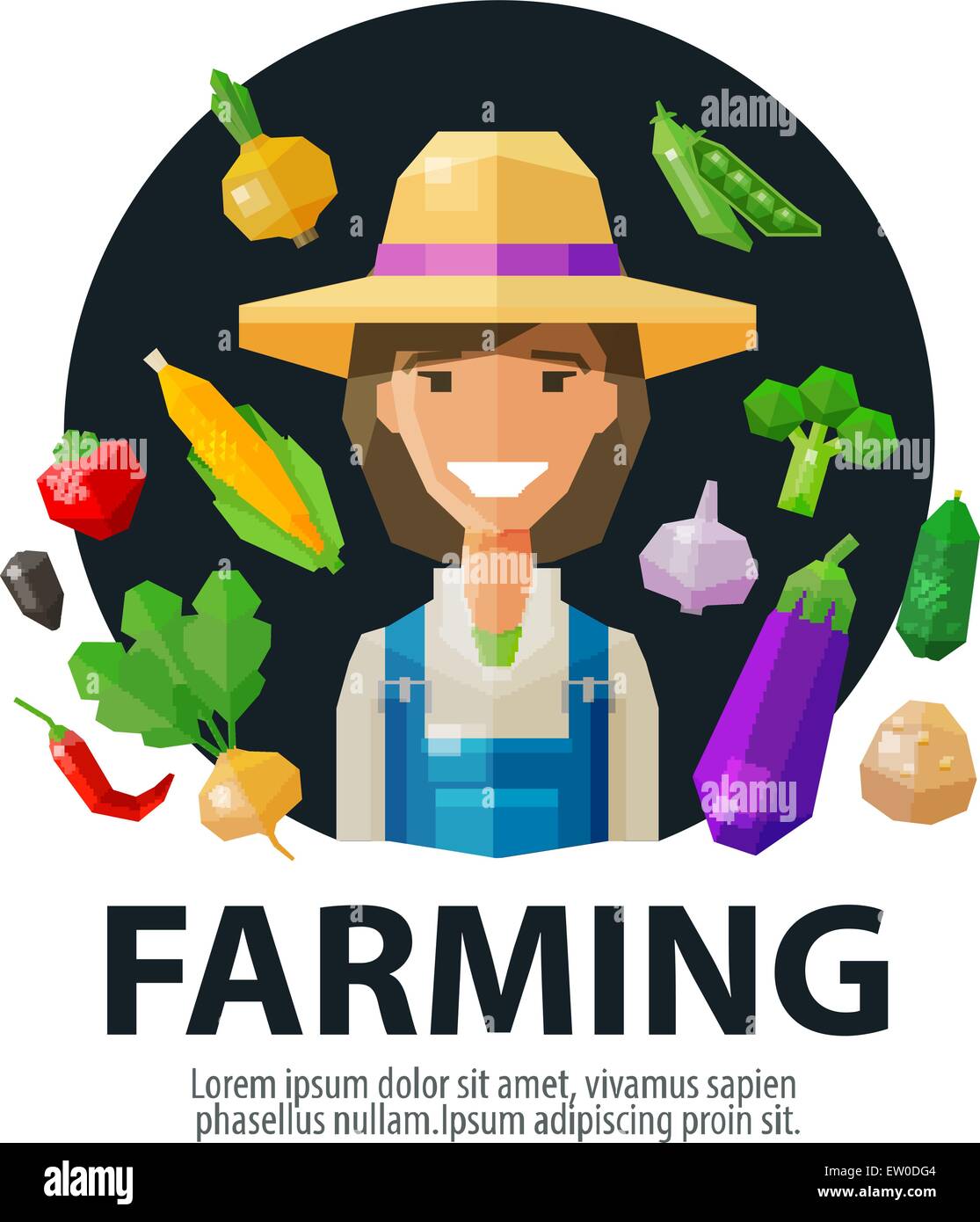 farming, farmer, farm vector logo design template. fresh food or harvest icon. flat illustration Stock Vector