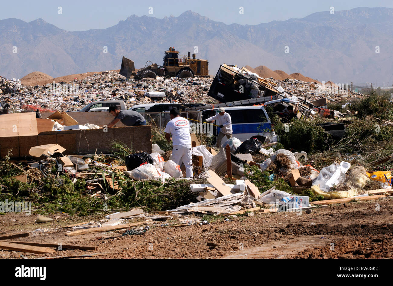 About 50% of the residential refuse deposited for disposal at the City of Tucson's Los Reales Landfill could be recycled, accord Stock Photo