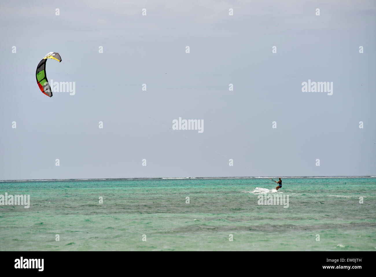 Solitary kitesurfer Stock Photo