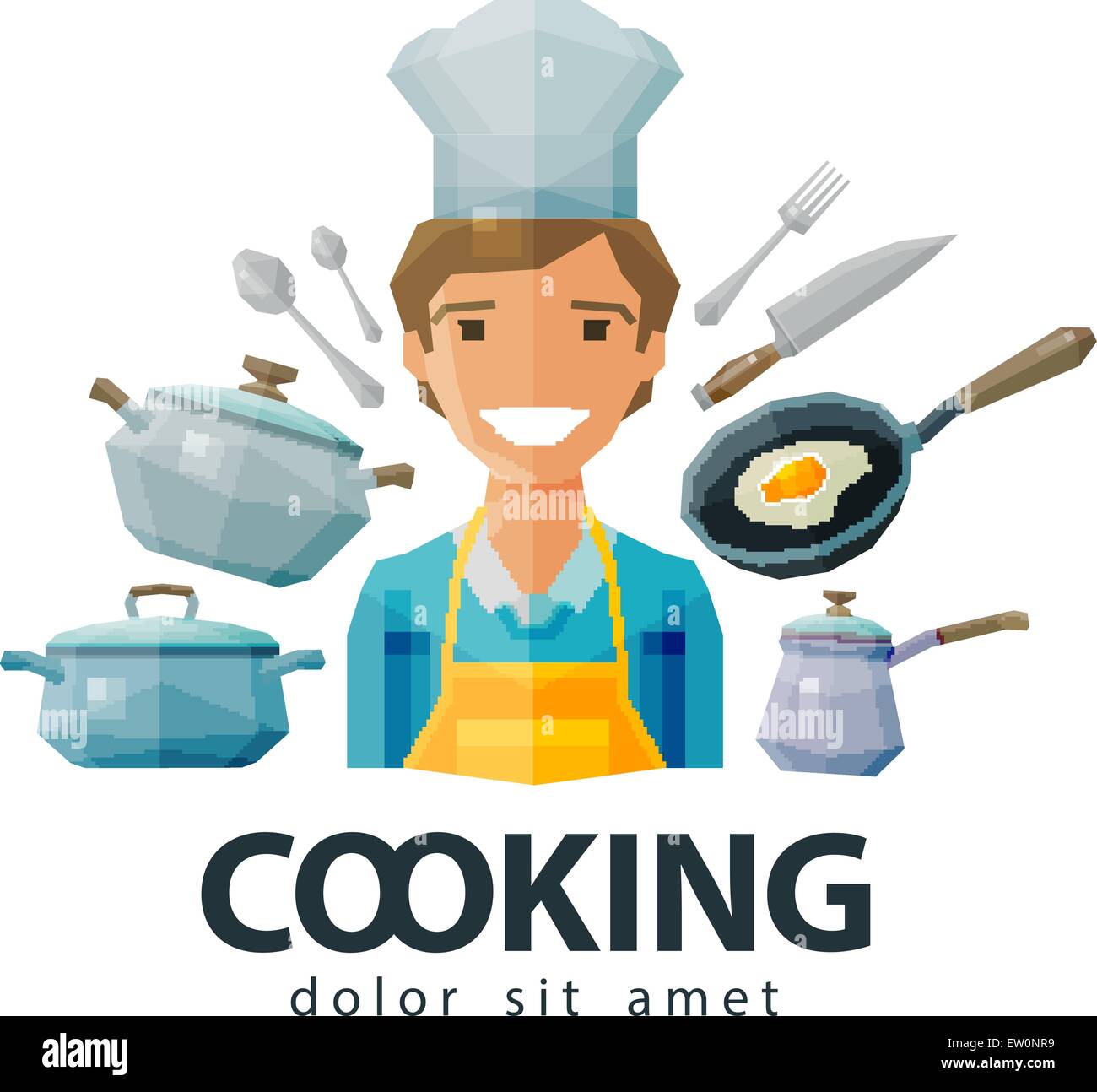 cook, chef vector logo design template. cooking or kitchenware icon. flat illustration Stock Vector