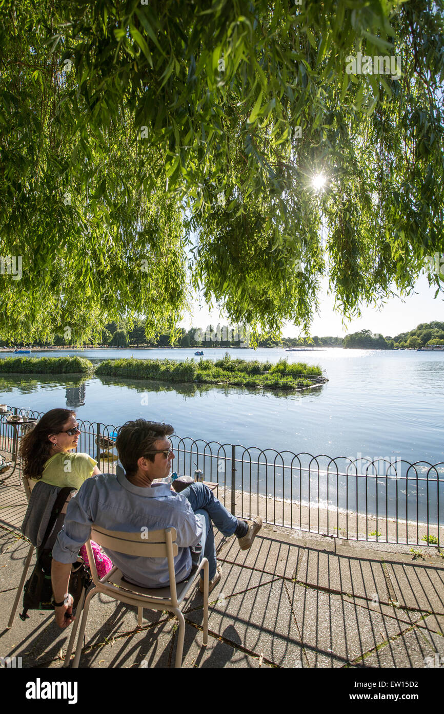 Couple Sitting in The Serpentine Cafe Hyde Park London UK Stock Photo
