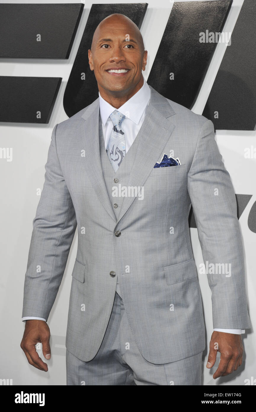 Film Premiere Furious 7  Featuring: Dwayne Johnson Where: Los Angeles, California, United States When: 02 Apr 2015 C Stock Photo