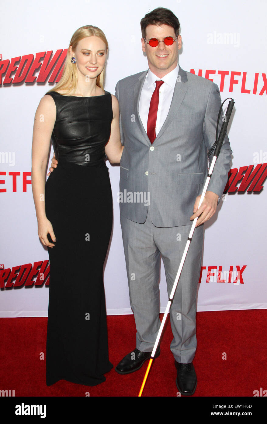Netflix' "Marvel's Daredevil" L.A. Premiere held at The Premiere House at Regal Cinemas LA LIVE Featuring: Deborah Ann Woll, E.J. Scott Where: Los Angeles, California, United States When: 03 Apr 2015 C Stock Photo