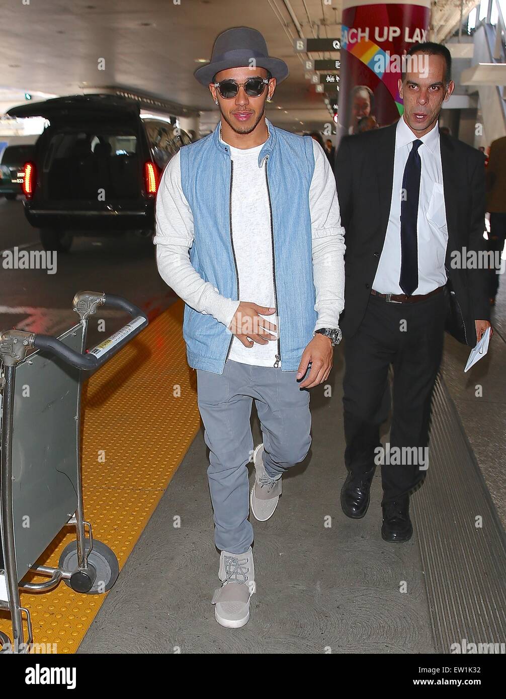 Lewis Hamilton wearing a pair of Kanye West x Adidas Yeezy 750