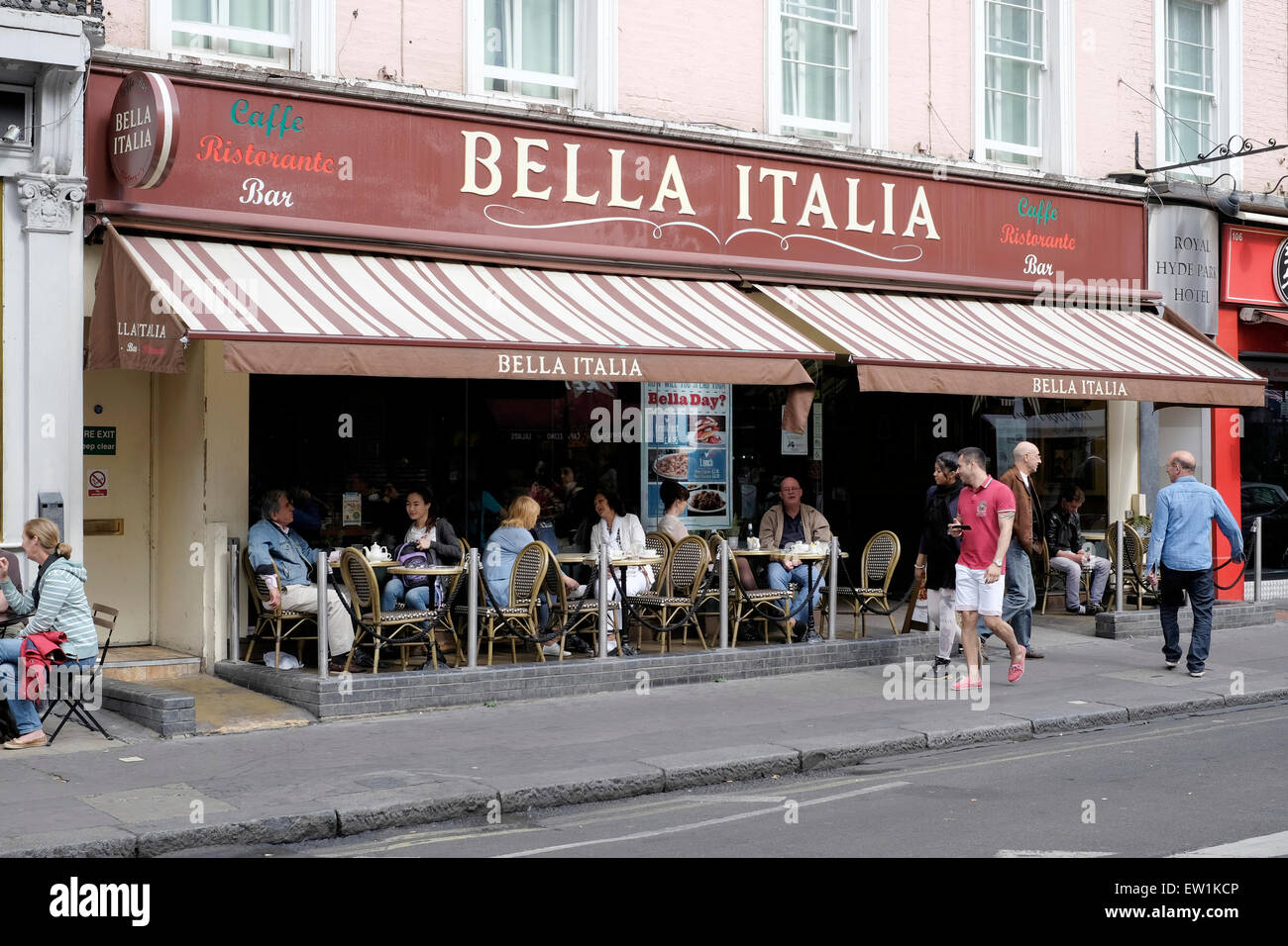 A general view of Bella Italia restaurant in Queensway, London Stock Photo
