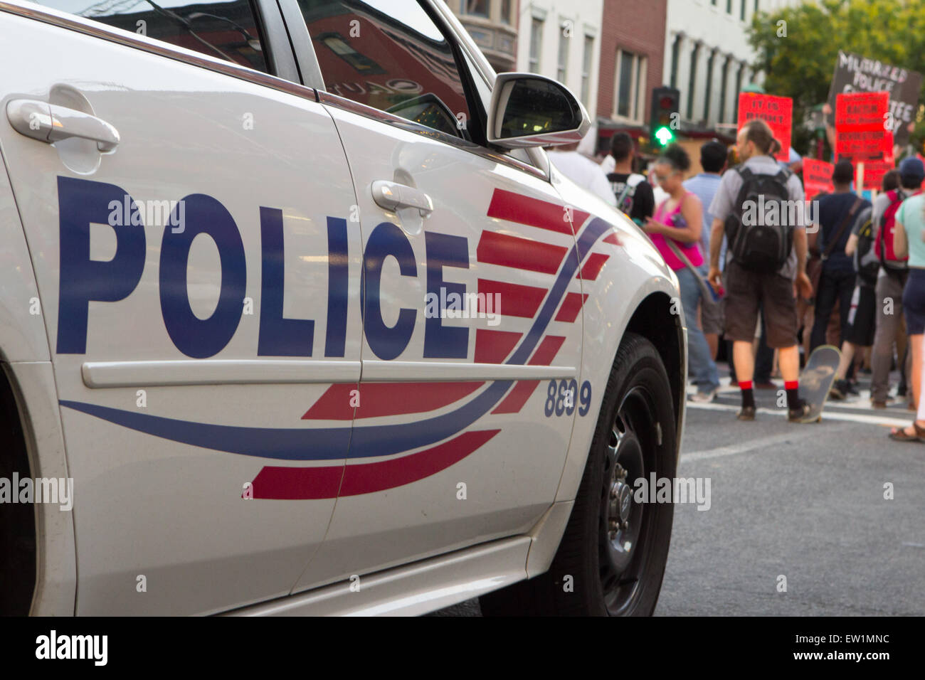 Dozens of protestors protest police violence in Washington D.C Stock ...