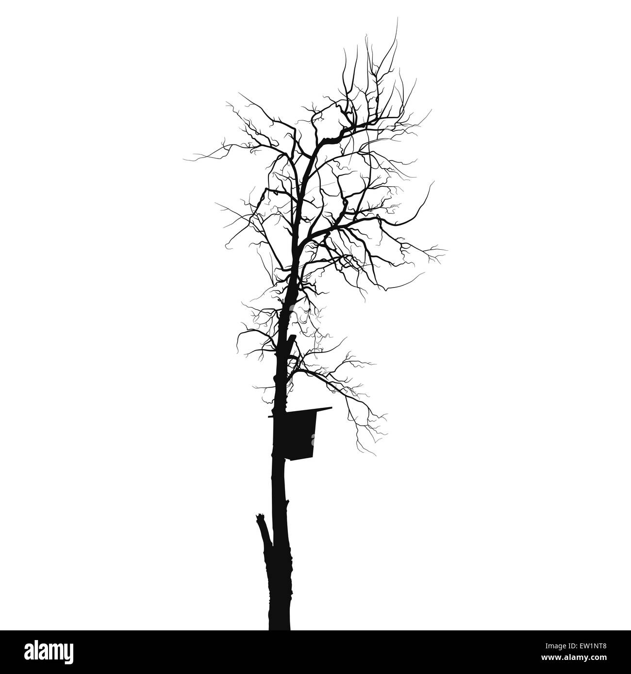Silhouette old dry tree with starling house Stock Vector Image & Art ...