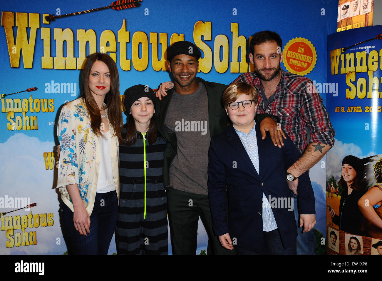 Premiere of the Movie tour Winnetou Son in Berlin  Featuring: Alice Dwyer, Tyron Ricketts, Christoph Letkowski, Lorenzo Germeno, Tristan Goebel Where: Berlin, Germany When: 04 Apr 2015 C Stock Photo