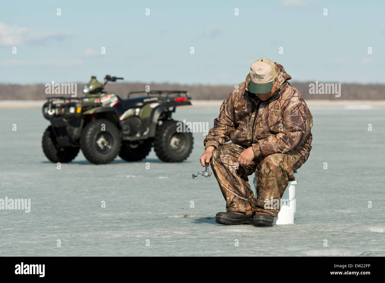 Winter Ice Fishing in Minnesota Stock Photo Alamy
