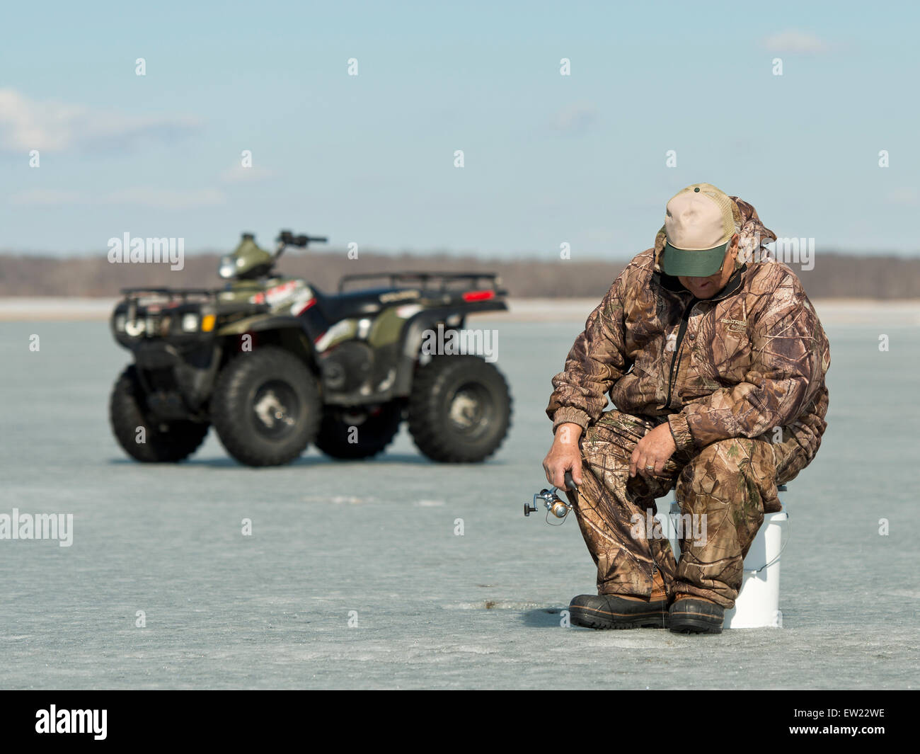 Winter Ice Fishing in Minnesota Stock Photo - Alamy