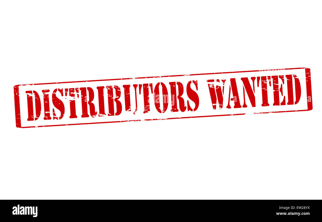 Rubber stamp with text distributors wanted inside, illustration Stock