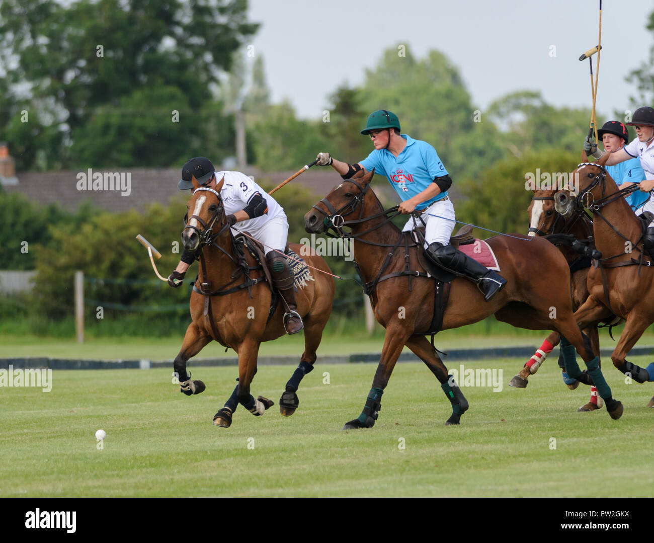 Rutland Polo Club, Oakham,16th June 2015. Rathbeags vs. Print On Demand during the league matches for the Assam Cup. Stock Photo