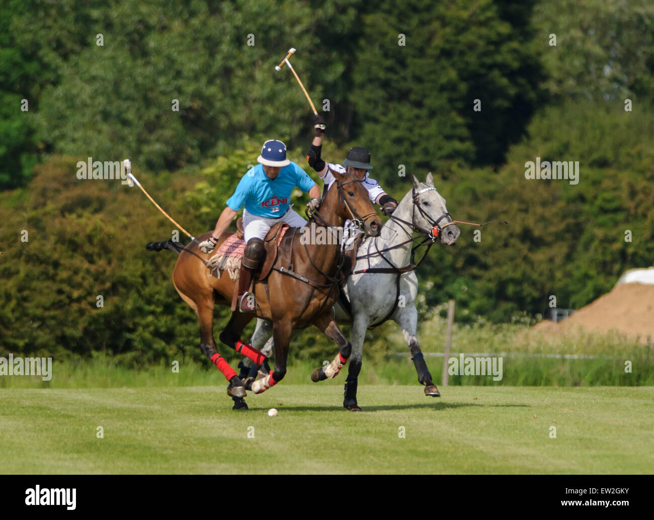 Rutland Polo Club, Oakham,16th June 2015. Rathbeags vs. Print On Demand during the league matches for the Assam Cup. Stock Photo