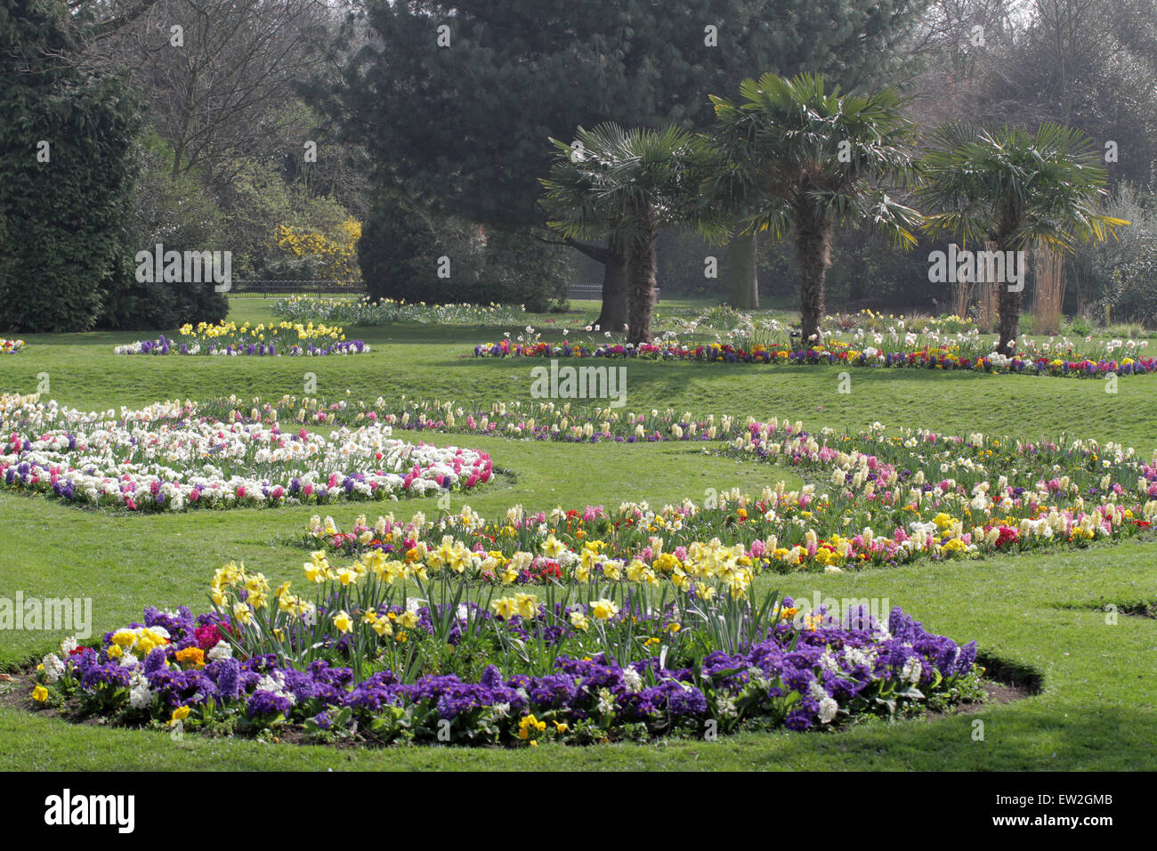 London Spring Weather - Flowers in Victoria Park Featuring: Atmosphere ...