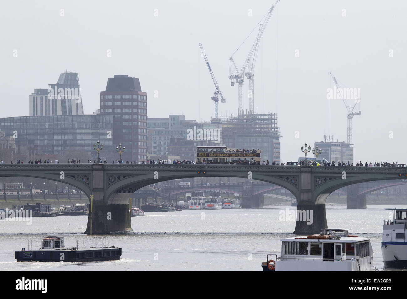 Smog caused by pollution and blood rain from Sahara over London