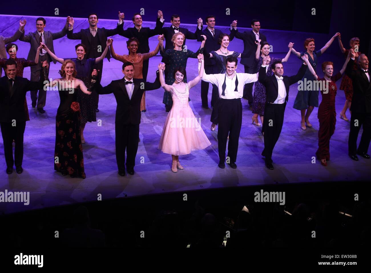 Opening night for An American in Paris at the Palace Theatre - Curtain Call.  Featuring: Jill Paice, Max von Essen, Leanne Cope, Robert Fairchild, Brandon Uranowitz, Veanne Cox, cast Where: New York City, New York, United States When: 12 Apr 2015 C Stock Photo