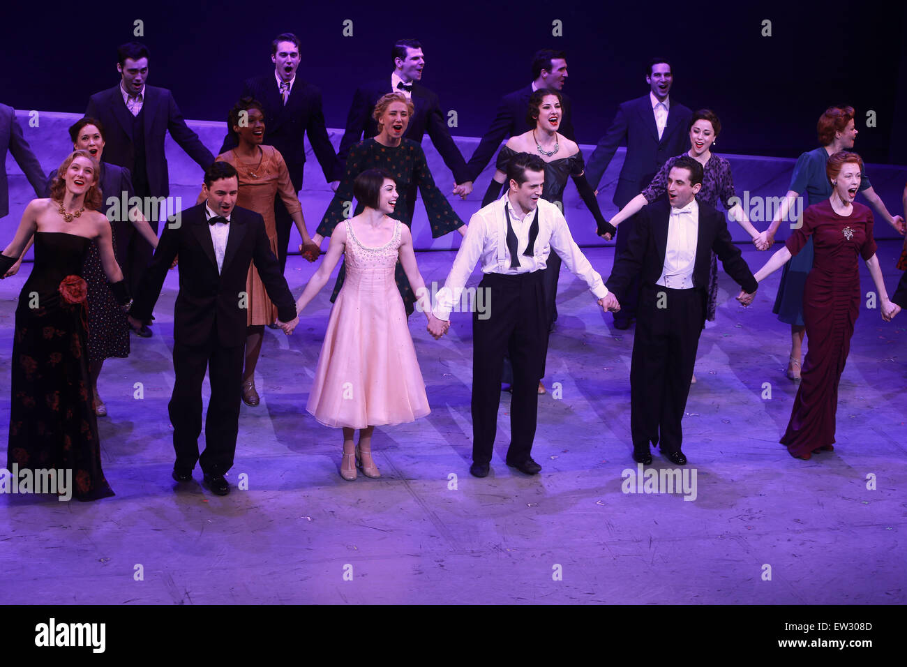 Opening night for An American in Paris at the Palace Theatre - Curtain Call.  Featuring: Jill Paice, Max von Essen, Leanne Cope, Robert Fairchild, Brandon Uranowitz, Veanne Cox, cast Where: New York City, New York, United States When: 12 Apr 2015 C Stock Photo